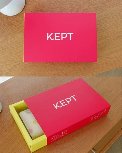 Pocket Bag · Wiggly Heart Dot · ดำ — กล่องแบรนด์ KEPT ที่แถมไปกับทุกใบ