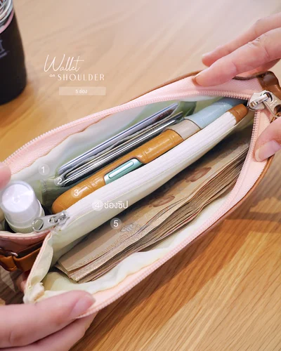 Wallet on Shoulder · Pete Rabbit · ครีมมี่นู้ด (Creamy Nude) — ช่องใส่ของด้านใน · รูปจากลายอื่นของรุ่นนี้
