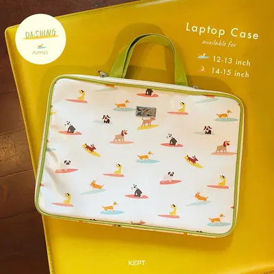 Laptop Case 14.8" · Dashing Puppies · เขียว Avocado